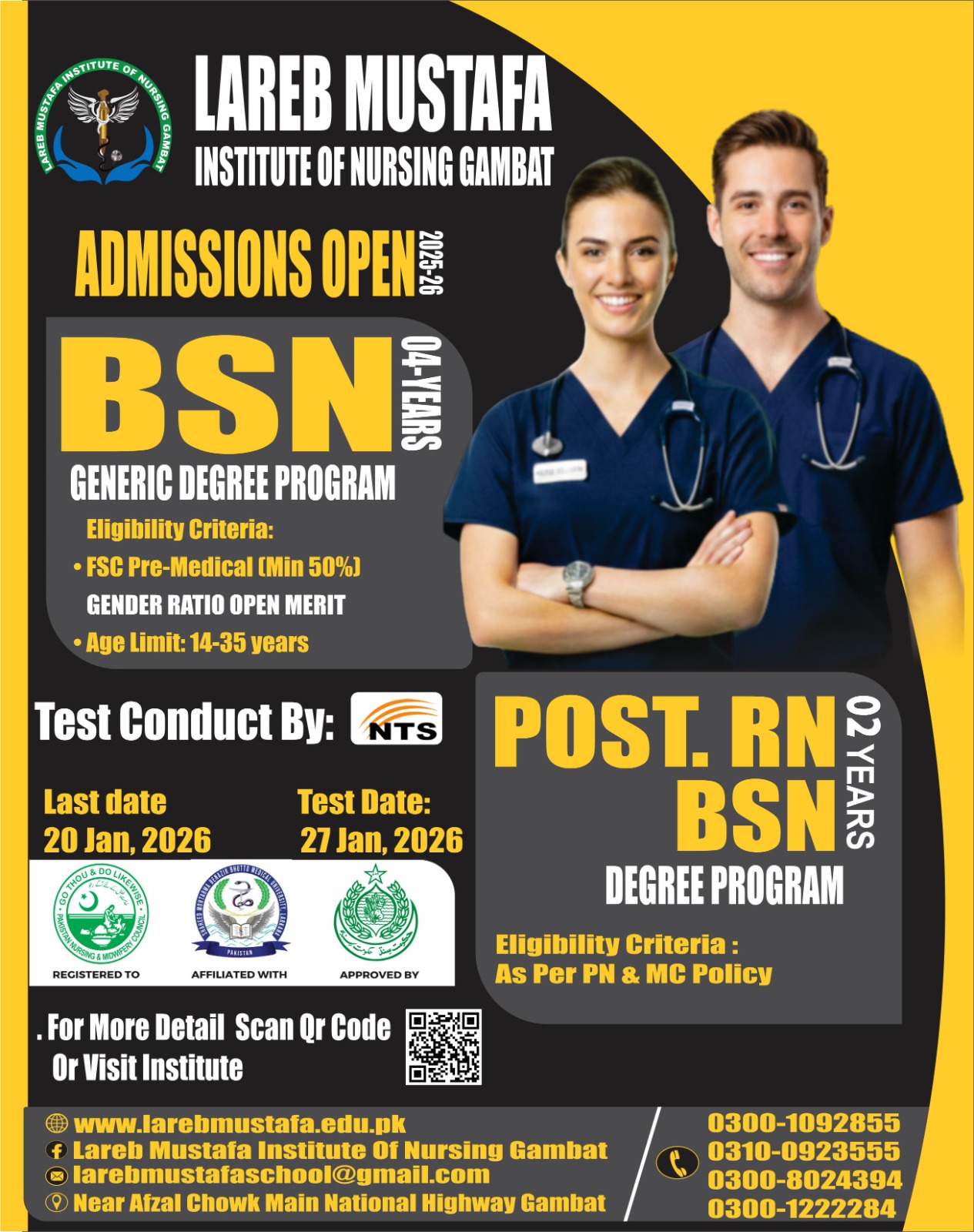 Admissions Open for BSN & Post-RN BSN at Lareb Mustafa Institute of Nursing, Gambat – Secure Your Future in Medical Jobs in Pakistan (2025-26)