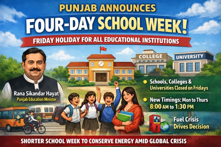 Punjab Announces Four-Day School Week, Friday Holiday for All Educational Institutions